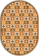 Renkli Motifler Turuncu Kilim Desenli Halı