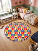 Renkli Motifler Çok Renkli Kilim Desenli Halı