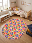 Renkli Motifler Çok Renkli Kilim Desenli Halı
