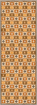 Renkli Motifler Turuncu Kilim Desenli Halı