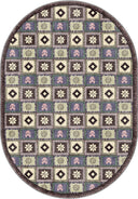 Renkli Motifler Antrasit Kilim Desenli Halı