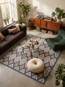 İkat Lacivert Kilim Desenli Halı