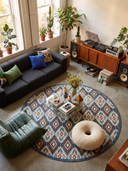 İkat Lacivert Kilim Desenli Halı