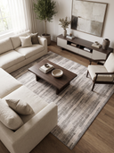 Sisli Çizgiler Gri Modern Halı