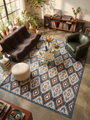 İkat Lacivert Kilim Desenli Halı
