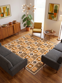 Renkli Motifler Turuncu Kilim Desenli Halı