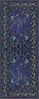Gece Bahçesi Lacivert Çiçek Desenli Halı