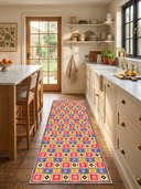 Renkli Motifler Çok Renkli Kilim Desenli Halı