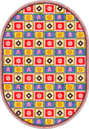 Renkli Motifler Çok Renkli Kilim Desenli Halı