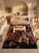 Tekstür Kolajı Kırmızı Modern Halı
