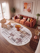 İzdüşüm Krem Geometrik Modern Halı