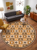 Renkli Motifler Turuncu Kilim Desenli Halı