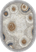 Halkalı Akik Gri Modern Bordürlü Halı