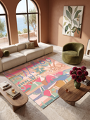 Duru Etnik Pembe Modern Halı