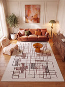 İzdüşüm Krem Geometrik Modern Halı