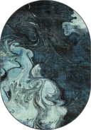 Ebru Mavi Abstact Desenli Halı