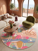Duru Etnik Pembe Modern Halı