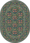 Has Bahçe Yeşil Çiçek Desenli Halı