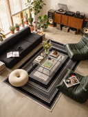 Op-Art Siyah Modern Bordürlü Halı