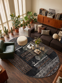 Oba Siyah Kilim Desenli Halı