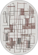 İzdüşüm Krem Geometrik Modern Halı