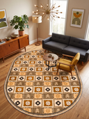 Renkli Motifler Turuncu Kilim Desenli Halı