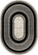 Op-Art Siyah Modern Bordürlü Halı