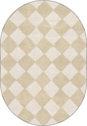 Bej Dama Desenli Geometrik Halı