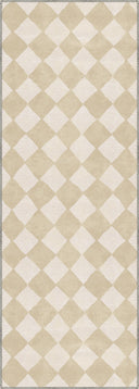 Bej Dama Desenli Geometrik Halı