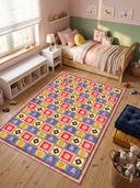 Renkli Motifler Çok Renkli Kilim Desenli Halı