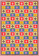 Renkli Motifler Çok Renkli Kilim Desenli Halı