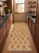 Renkli Motifler Turuncu Kilim Desenli Halı